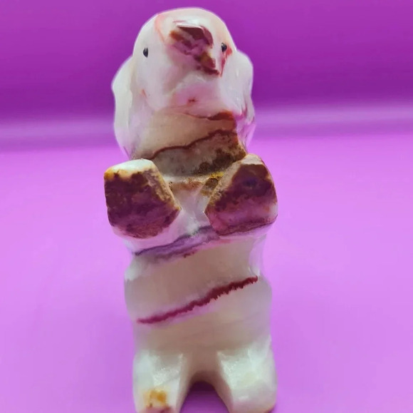 Vintage Bunny Rabbit Carved Gemstone Figurine Stone 4 Inch Paperweight Easter - Picture 4 of 4